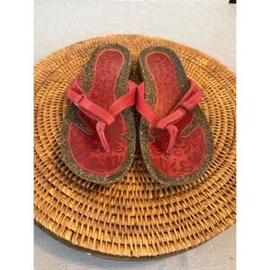 Teva 2 Red Floral Thong Sandals Womens 7.5